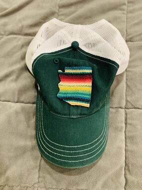 Richardson Trucker Mesh Green Hat Unique Handmade Sarape Style Arizona Patch